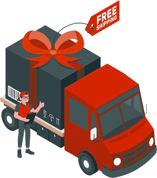 Free shipping red truck illustration