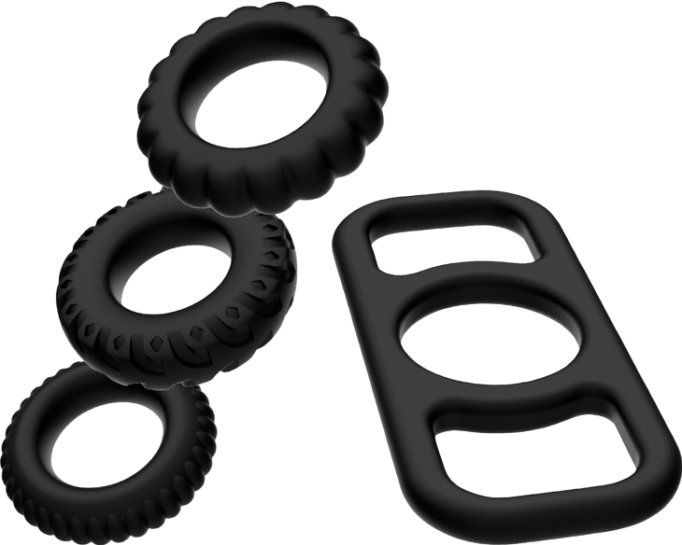 Σετ δαχτυλίδια πέους από σιλικόνη σε μαύρο χρώμα