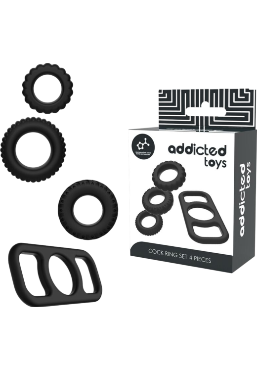 Σετ δαχτυλίδια πέους από σιλικόνη σε μαύρο χρώμα