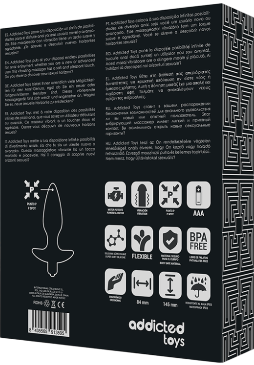 Δονούμενη σφήνα από σιλικόνη σε μαύρο χρώμα, μήκους 14,5 εκ. και μέγιστης διαμέτρου 8,4 εκ. (βάση)