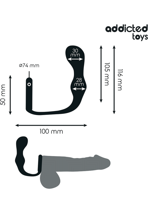 Σφήνα προστάτη από σιλικόνη σε μαύρο χρώμα, μήκους 11,6 εκ. και μέγιστης διαμέτρου 3 εκ.
