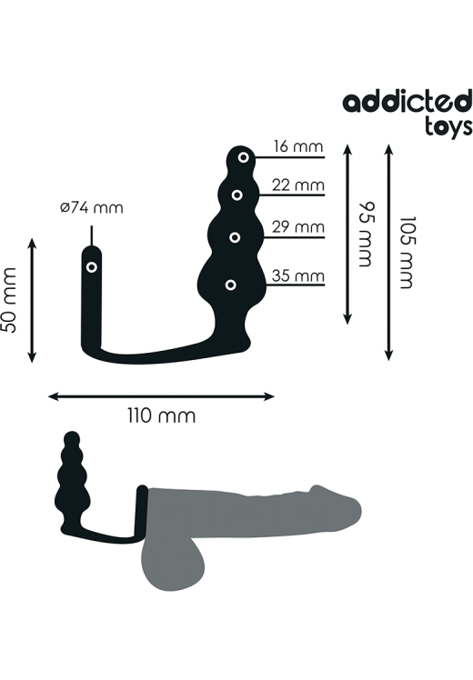 Σφήνα προστάτη από σιλικόνη σε μαύρο χρώμα, μήκους 10,5 εκ. και μέγιστης διαμέτρου 3,5 εκ.