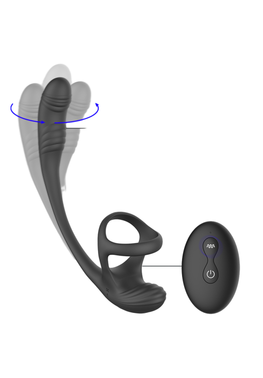 Σφήνα προστάτη από σιλικόνη σε μαύρο χρώμα, μήκους 19,5 εκ. και μέγιστης διαμέτρου 3 εκ. με τηλεχειριζόμενο χειρισμό