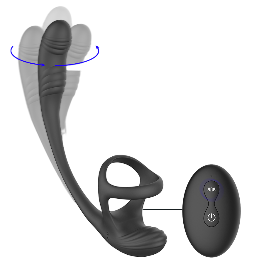 Σφήνα προστάτη από σιλικόνη σε μαύρο χρώμα, μήκους 19,5 εκ. και μέγιστης διαμέτρου 3 εκ. με τηλεχειριζόμενο χειρισμό