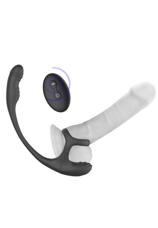 Σφήνα προστάτη από σιλικόνη σε μαύρο χρώμα, μήκους 19,5 εκ. και μέγιστης διαμέτρου 3 εκ. με τηλεχειριζόμενο χειρισμό