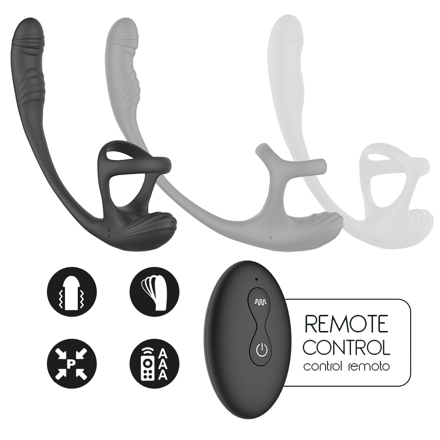 Σφήνα προστάτη από σιλικόνη σε μαύρο χρώμα, μήκους 19,5 εκ. και μέγιστης διαμέτρου 3 εκ. με τηλεχειριζόμενο χειρισμό