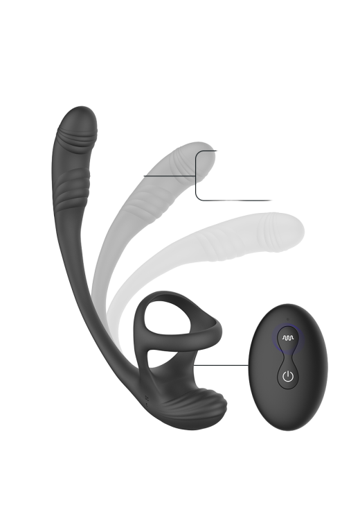 Σφήνα προστάτη από σιλικόνη σε μαύρο χρώμα, μήκους 19,5 εκ. και μέγιστης διαμέτρου 3 εκ. με τηλεχειριζόμενο χειρισμό