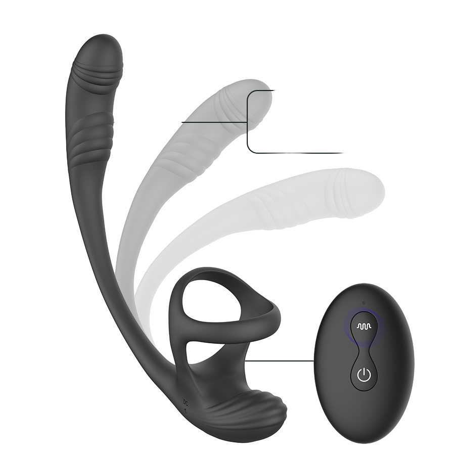 Σφήνα προστάτη από σιλικόνη σε μαύρο χρώμα, μήκους 19,5 εκ. και μέγιστης διαμέτρου 3 εκ. με τηλεχειριζόμενο χειρισμό