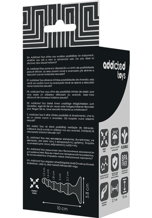 Πρωκτική σφήνα από σιλικόνη σε μαύρο χρώμα, μήκους 10 εκ. και μέγιστης διαμέτρου 2,7 εκ.