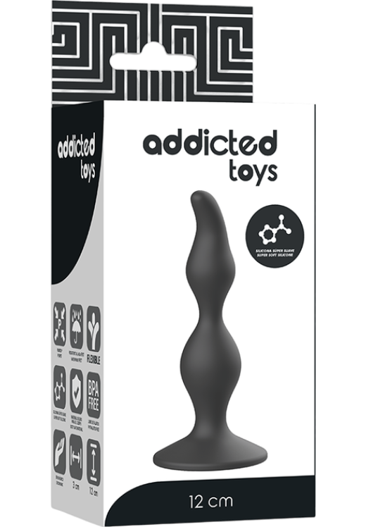 Πρωκτική σφήνα από σιλικόνη σε μαύρο χρώμα, μήκους 12 εκ. και μέγιστης διαμέτρου 3 εκ.