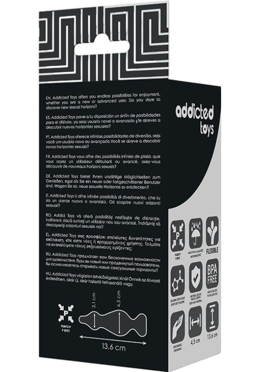 Πρωκτική σφήνα από σιλικόνη σε μαύρο χρώμα, μήκους 13,6 εκ. και μέγιστης διαμέτρου 4,5 εκ.