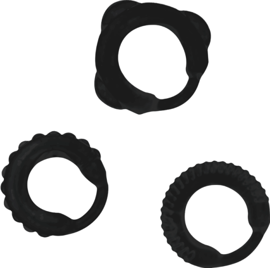 Σετ δαχτυλίδια πέους από tpr σε μαύρο χρώμα