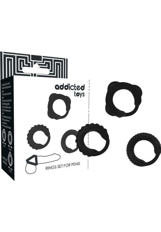 Σετ δαχτυλίδια πέους από tpr σε μαύρο χρώμα