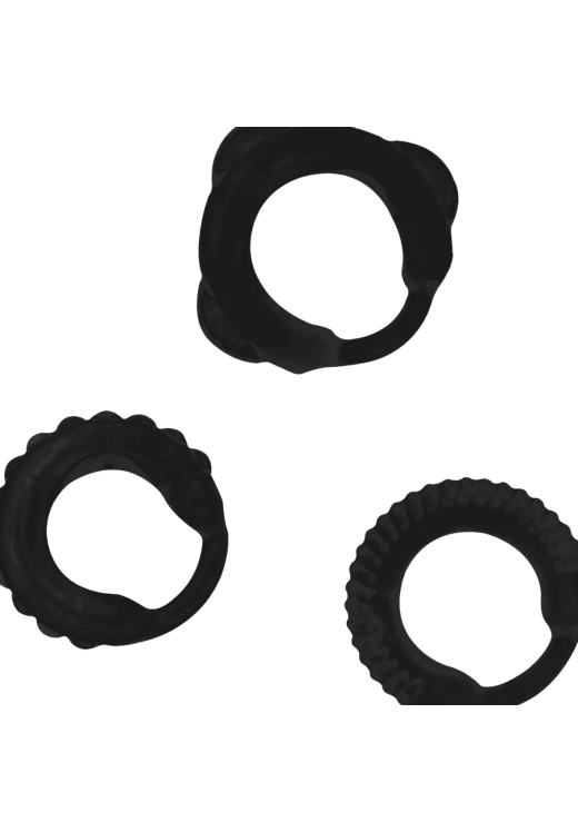 Σετ δαχτυλίδια πέους από tpr σε μαύρο χρώμα