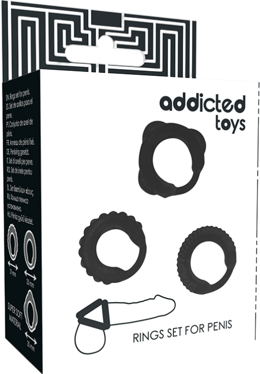 Σετ δαχτυλίδια πέους από tpr σε μαύρο χρώμα
