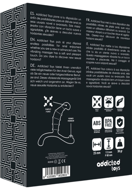 Dildo προστάτη από tpr σε μαύρο χρώμα, μήκους 11,3 εκ. και μέγιστης διαμέτρου 2,6 εκ.