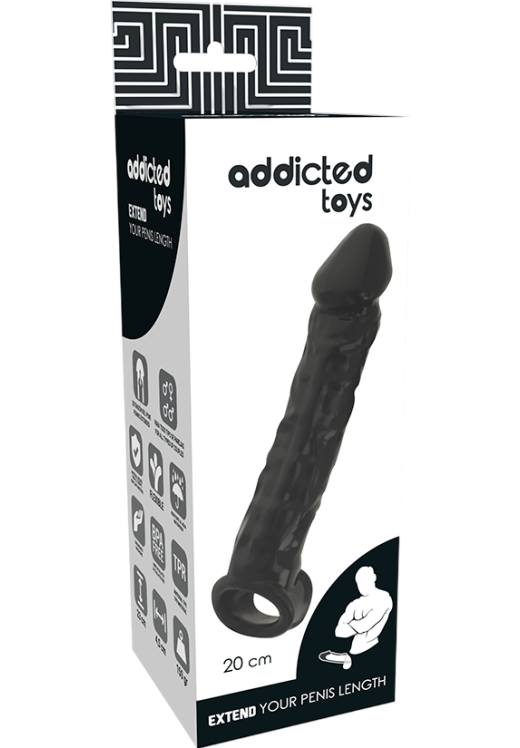 Προέκταση πέους από tpr σε μαύρο χρώμα, μήκους 20 εκ. και μέγιστης διαμέτρου 4,5 εκ.