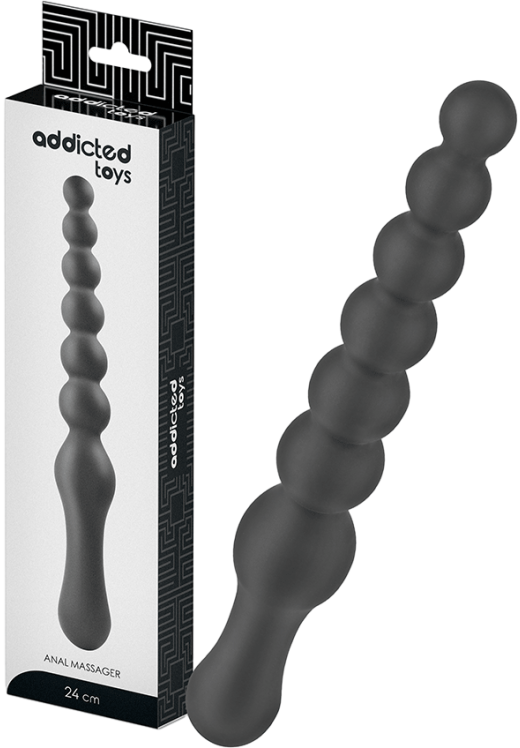 Πρωκτικές μπίλιες από σιλικόνη σε μαύρο χρώμα, μήκους 24 εκ. και μέγιστης διαμέτρου 3,3 εκ.