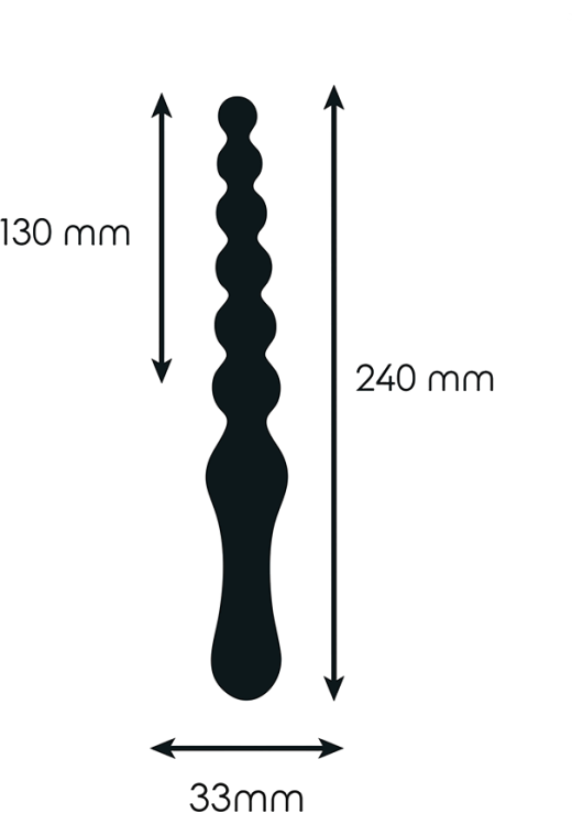Πρωκτικές μπίλιες από σιλικόνη σε μαύρο χρώμα, μήκους 24 εκ. και μέγιστης διαμέτρου 3,3 εκ.