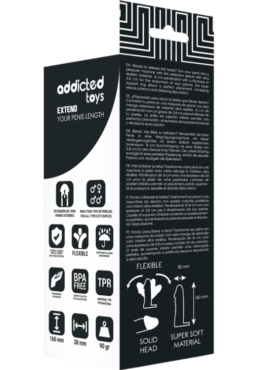 Προέκταση πέους από tpr σε φυσικό χρώμα, μήκους 16 εκ. και μέγιστης διαμέτρου 3,8 εκ.