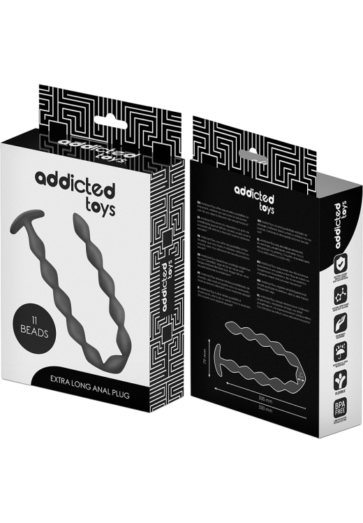 Πρωκτικές μπίλιες από σιλικόνη σε μαύρο χρώμα, μήκους 55 εκ. και μέγιστης διαμέτρου 2,7 εκ.