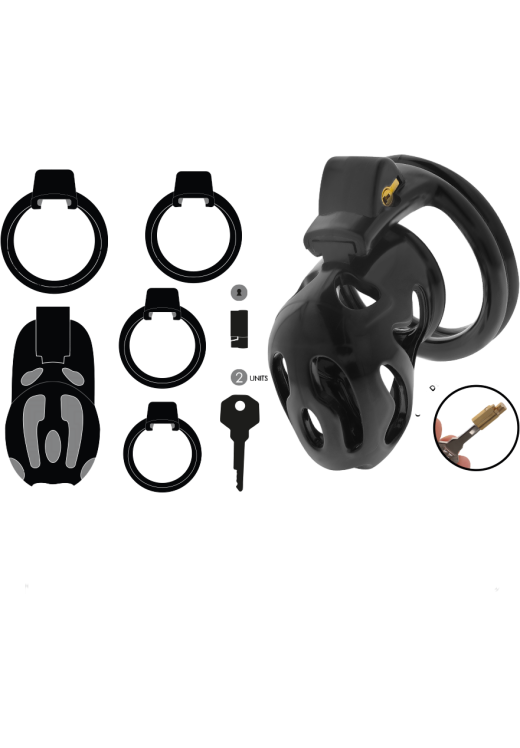 Κλουβί πέους σε μαύρο χρώμα, μέγιστης διαμέτρου 4 εκ, με ενσύρματο κοντρόλ