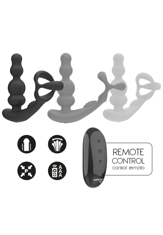 Dildo προστάτη από σιλικόνη σε μαύρο χρώμα, μήκους 13,2 εκ. και μέγιστης διαμέτρου 3,5 εκ. με τηλεχειριζόμενο χειρισμό