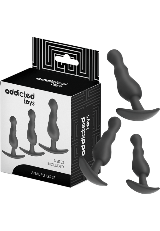 Σετ πρωκτικές σφήνες από σιλικόνη σε μαύρο χρώμα