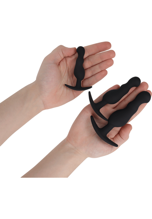 Σετ πρωκτικές σφήνες από σιλικόνη σε μαύρο χρώμα