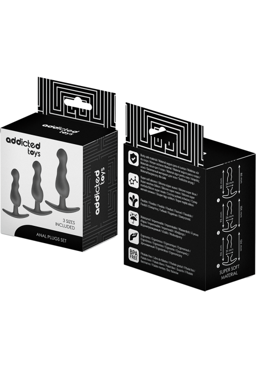 Σετ πρωκτικές σφήνες από σιλικόνη σε μαύρο χρώμα