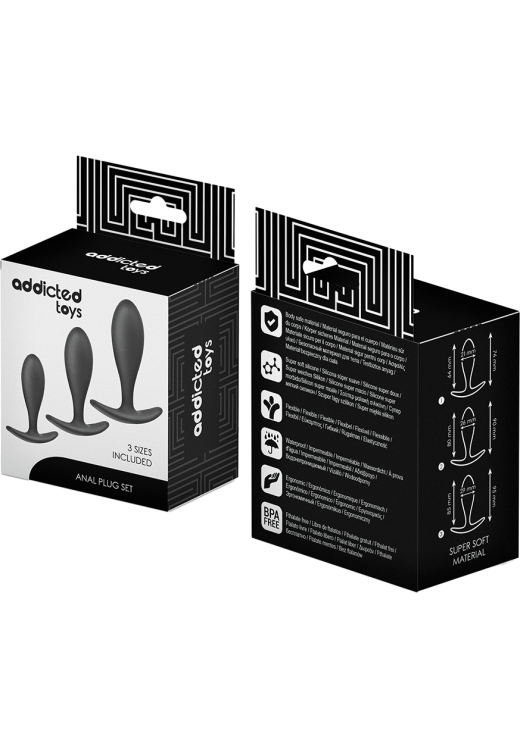 Σετ πρωκτικές σφήνες από σιλικόνη σε μαύρο χρώμα