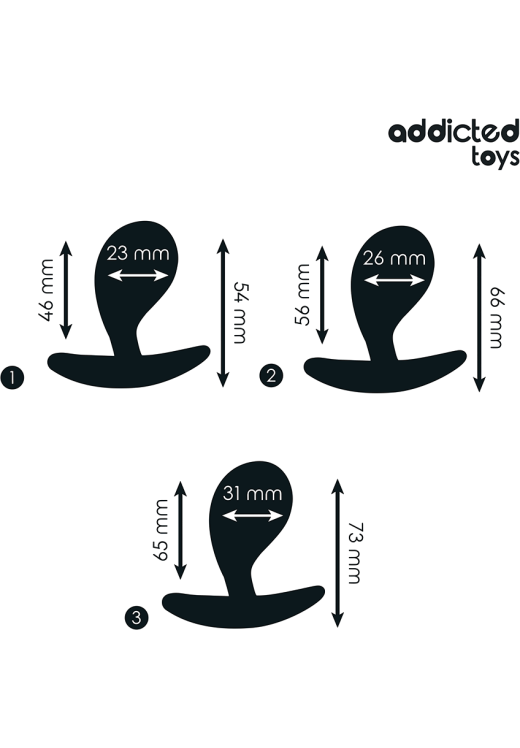 Σετ πρωκτικές σφήνες από σιλικόνη σε μαύρο χρώμα, μήκους 4,6 εκ, και μέγιστης διαμέτρου 2,3 εκ,