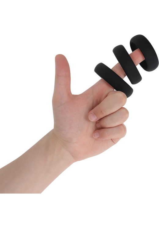Σετ δαχτυλίδια πέους από σιλικόνη σε μαύρο χρώμα