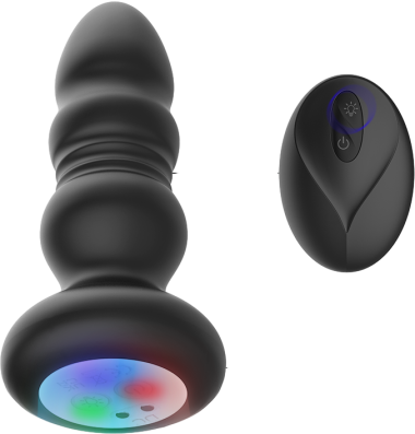 Remote Δονούμενη Σφήνα  Thrusting Vibrating Anal Plug, Led Light Control , 11,9 εκ.