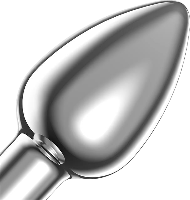 Δονούμενη σφήνα από αλουμίνιο σε ασημί χρώμα, μήκους 8,7 εκ, και μέγιστης διαμέτρου 3,3 εκ,