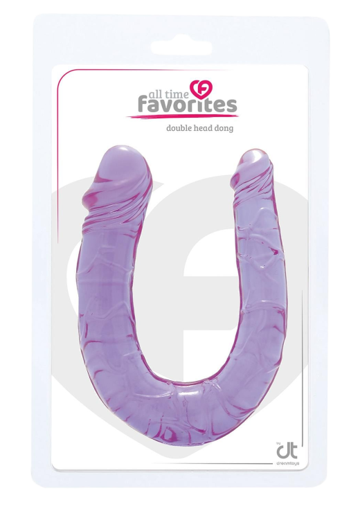 Διπλό dildo από pvc σε μοβ χρώμα, μήκους 24,5 εκ. και μέγιστης διαμέτρου 3 εκ.