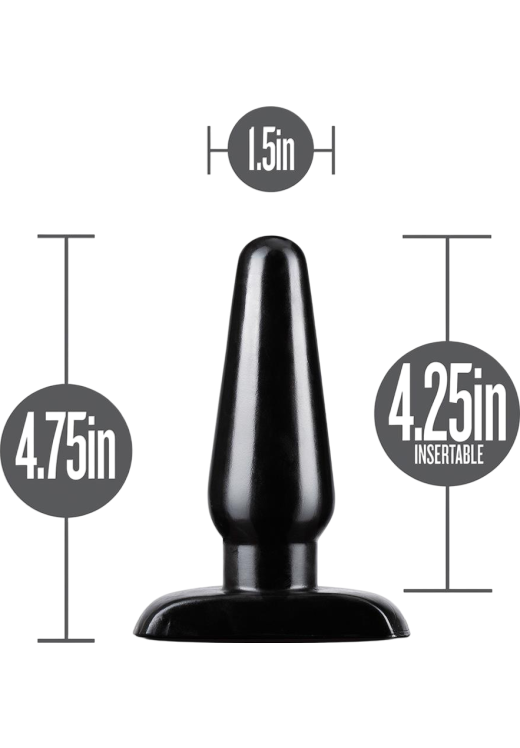 Πρωκτική σφήνα από pvc σε μαύρο χρώμα, μήκους 12 εκ. και μέγιστης διαμέτρου 3,8 εκ.