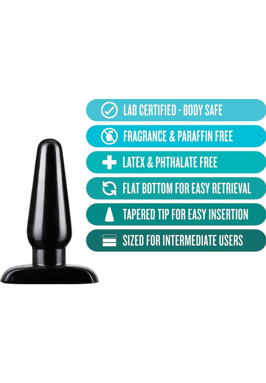 Πρωκτική σφήνα από pvc σε μαύρο χρώμα, μήκους 12 εκ. και μέγιστης διαμέτρου 3,8 εκ.