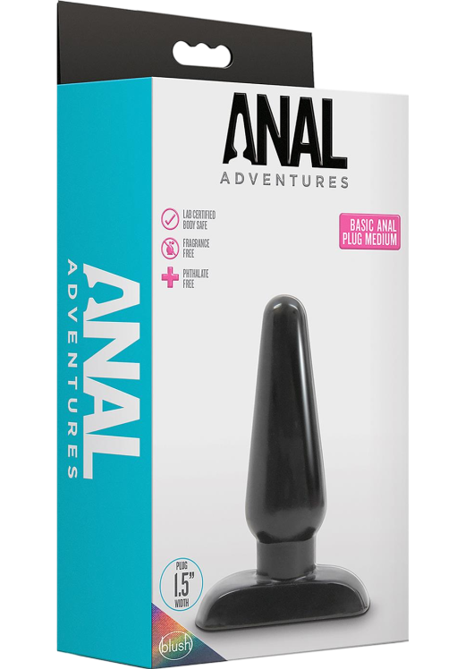 Πρωκτική σφήνα από pvc σε μαύρο χρώμα, μήκους 12 εκ. και μέγιστης διαμέτρου 3,8 εκ.