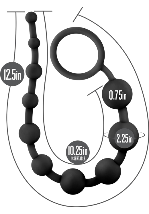Πρωκτικές μπίλιες από σιλικόνη σε μαύρο χρώμα, μήκους 31,8 εκ. και μέγιστης διαμέτρου 2,3 εκ.