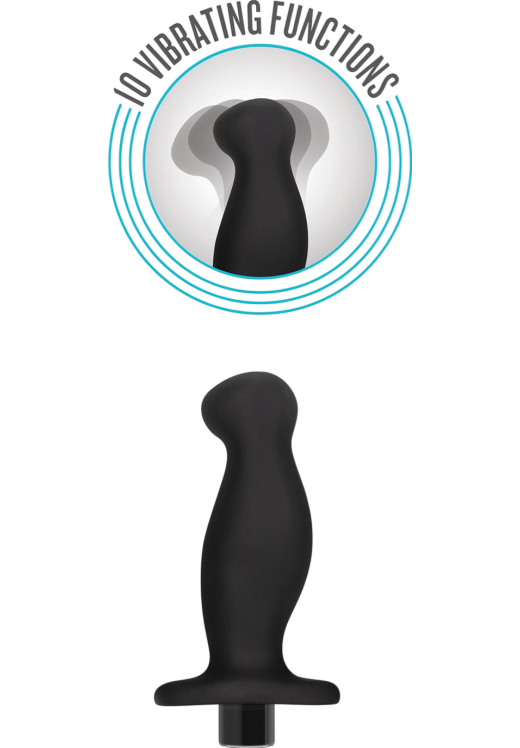 Πρωκτικός δονητής από σιλικόνη σε μαύρο χρώμα, μήκους 10,7 εκ. και μέγιστης διαμέτρου 3,1 εκ.