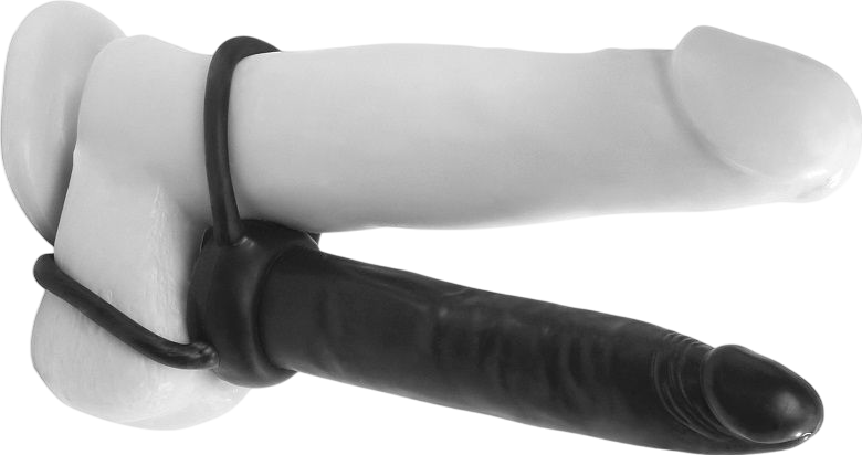 Διπλό δαχτυλίδι πέους από σιλικόνη σε μαύρο χρώμα, μήκους 15 εκ. και μέγιστης διαμέτρου 2,5 εκ.