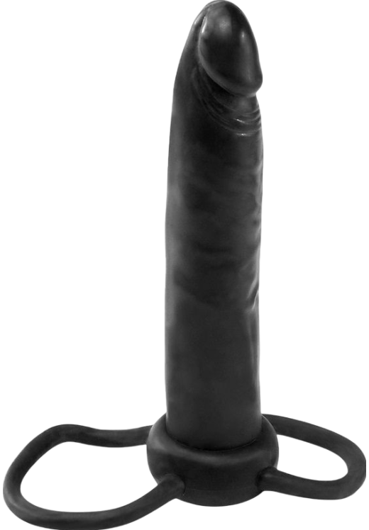 Διπλό δαχτυλίδι πέους από σιλικόνη σε μαύρο χρώμα, μήκους 15 εκ. και μέγιστης διαμέτρου 2,5 εκ.