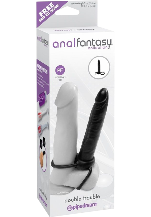 Διπλό δαχτυλίδι πέους από σιλικόνη σε μαύρο χρώμα, μήκους 15 εκ. και μέγιστης διαμέτρου 2,5 εκ.