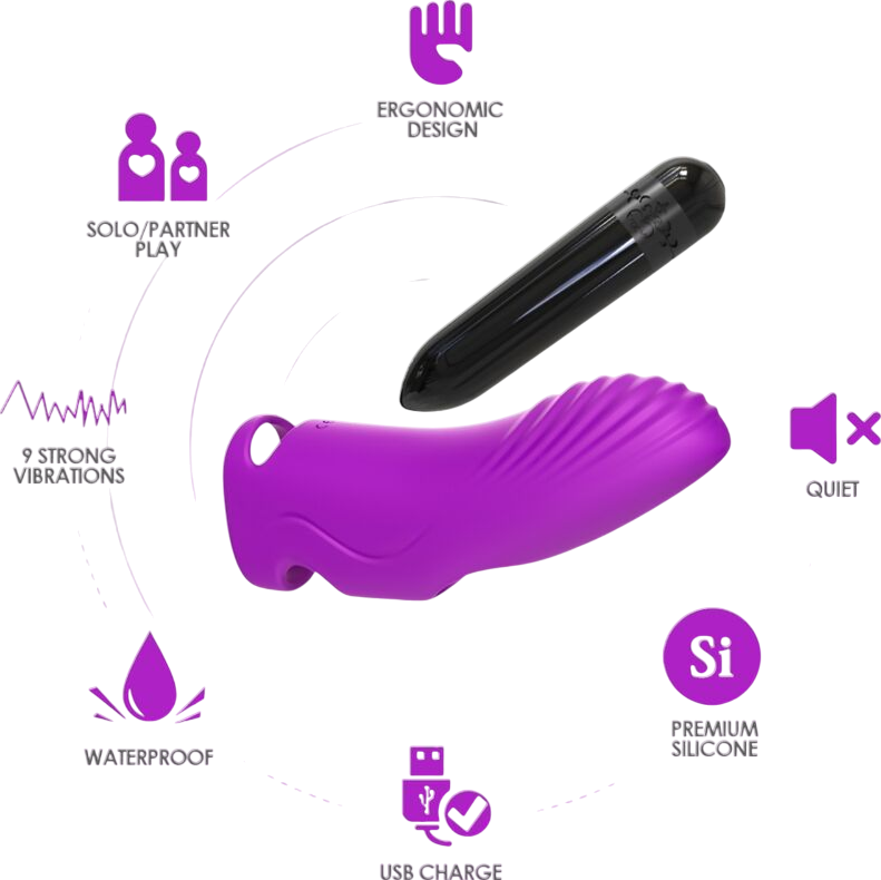 Δονητής δακτύλου από σιλικόνη σε μοβ χρώμα, μήκους 18,3 εκ. και μέγιστης διαμέτρου 3,1 εκ.