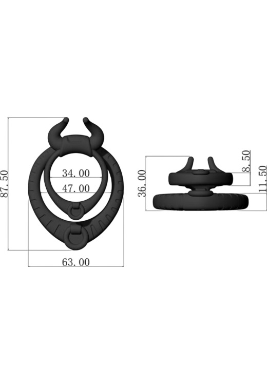 Διπλό δαχτυλίδι πέους από σιλικόνη σε μαύρο χρώμα