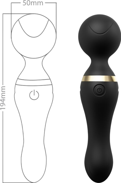 Δονητής μασάζ από σιλικόνη σε μαύρο χρώμα, μήκους 19,4 εκ. και μέγιστης διαμέτρου 5 εκ.