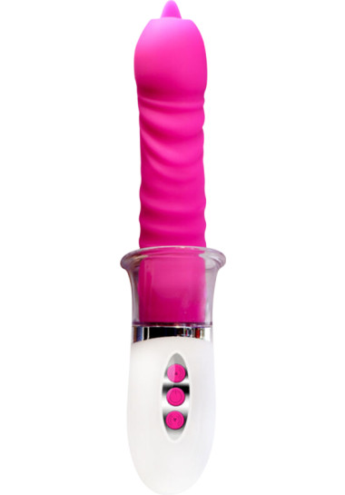 Armony Liberty Vibrator & Thrusting With Tongue Κλασσικός δονητής από σιλικόνη σε φούξια χρώμα, μήκους 26 εκ. και μέγιστης διαμέτρου 3,5 εκ.