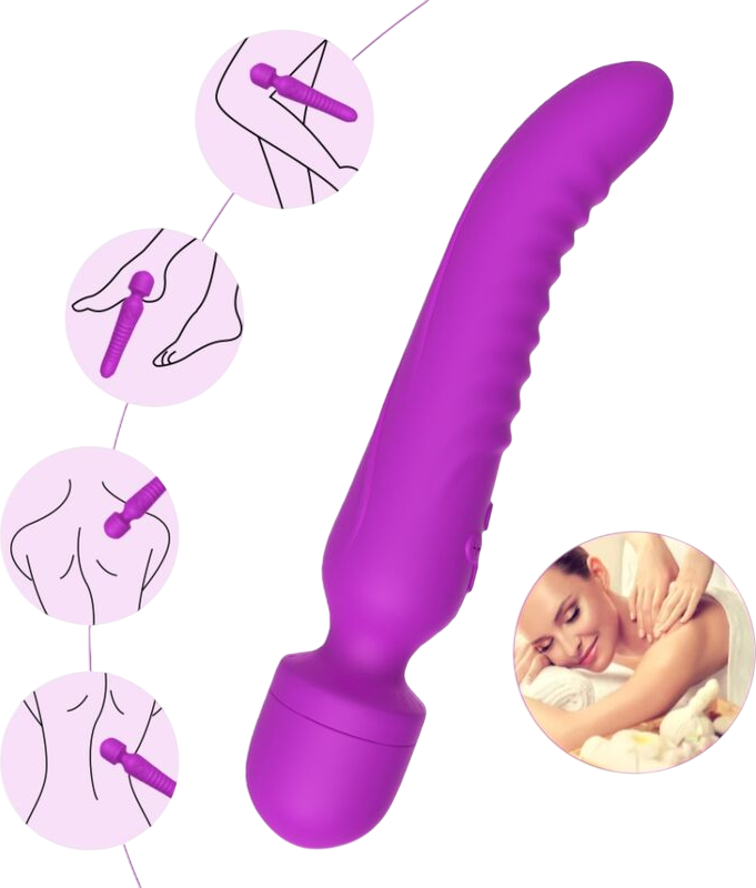 Δονητής μασάζ από σιλικόνη σε μοβ χρώμα, μήκους 22,6 εκ. και μέγιστης διαμέτρου 4,2 εκ.