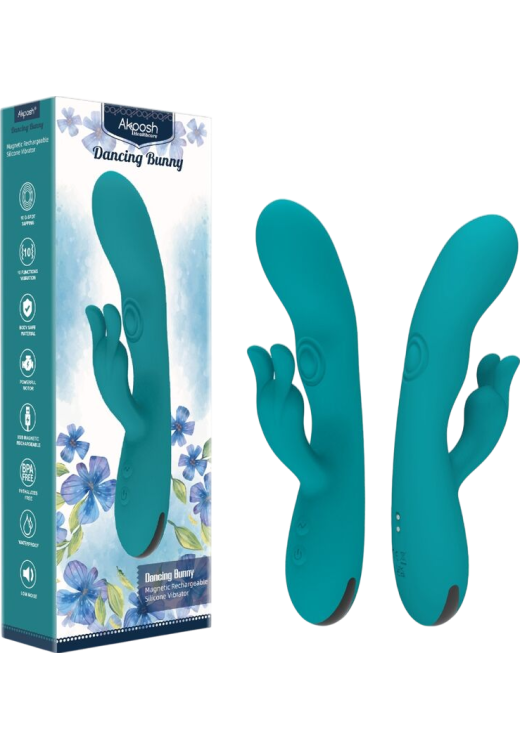 Rabbit δονητής από σιλικόνη σε πράσινο χρώμα, μήκους 20,8 εκ. και μέγιστης διαμέτρου 3,7 εκ.